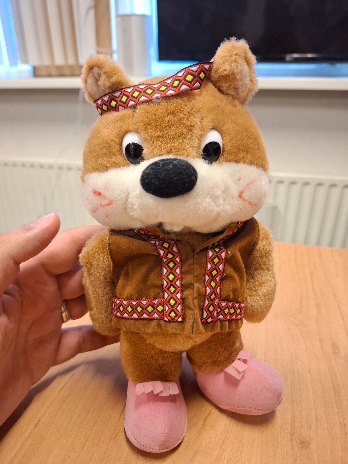 Pluco Hamster Knuffel met Kleding en Hoofdband, Overige merken, Overige karakters, Hamster, Ophalen of Verzenden