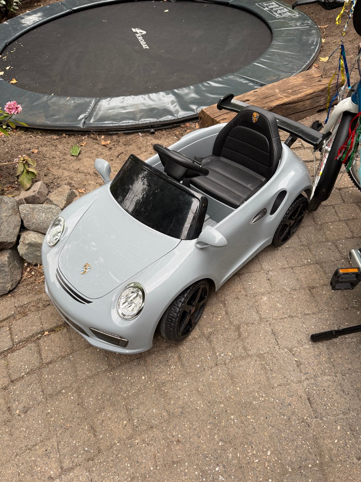 Elektrische kinderauto Porsche RUF CTR 3 S505 - grijs, Ophalen, Zo goed als nieuw