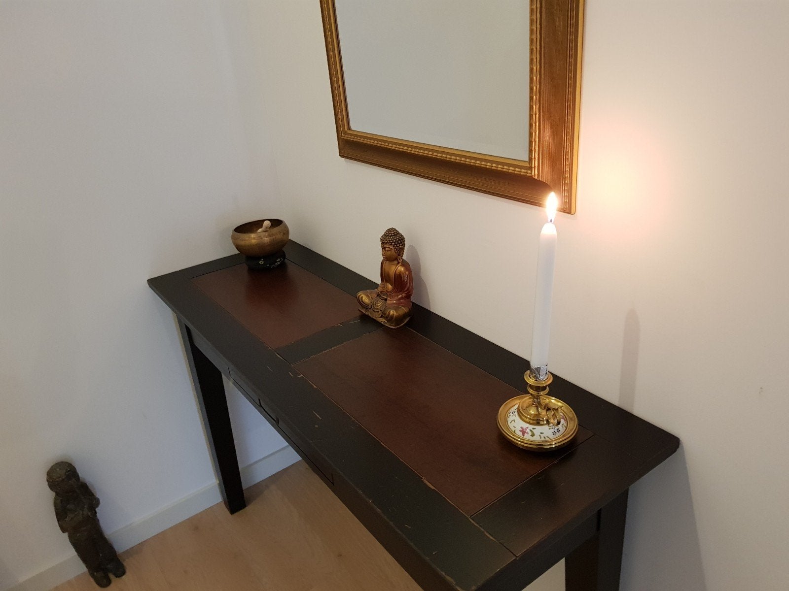 gangtafeltje met lade en spiegel., Ophalen, Rechthoekig, Minder dan 55 cm, 60 cm of meer