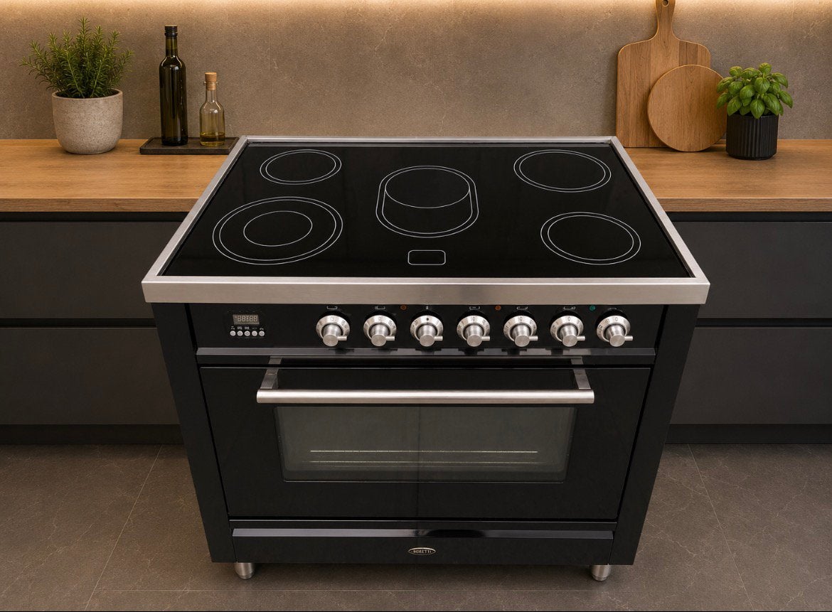 Boretti electrische fornuis (keramische), Ophalen, 60 cm of meer, Keramisch, Grill