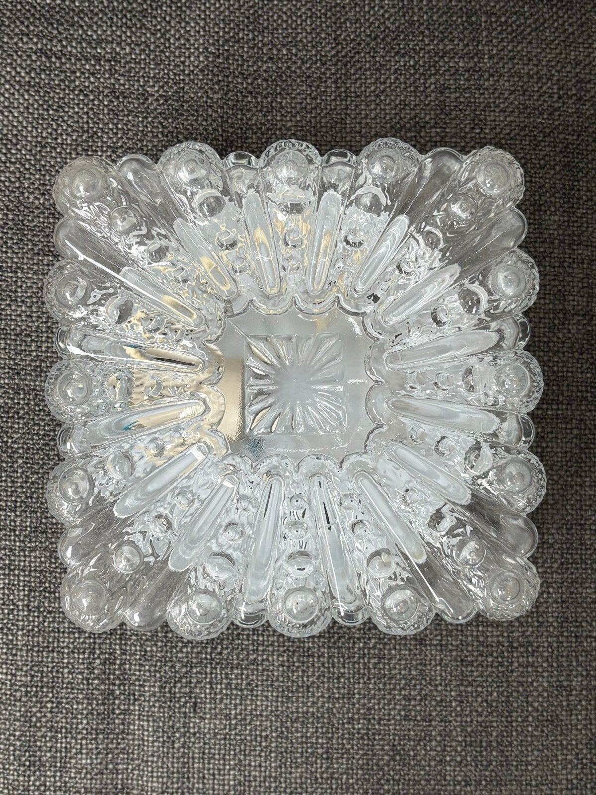 Vintage glazen plafondlamp, Inclusief lichtbron, Vintage, Wit, E27 (groot)