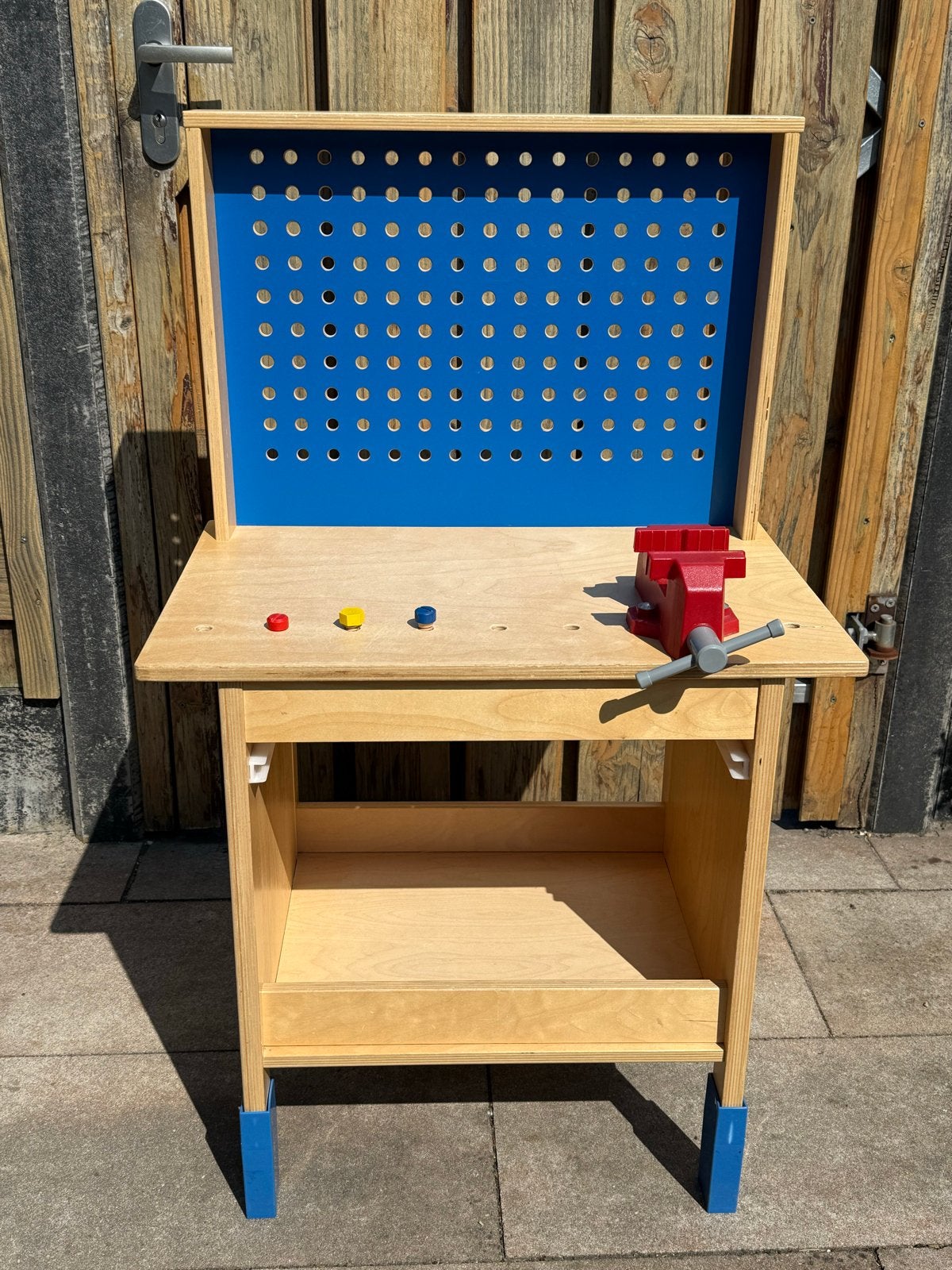 Houten werkbank met gereedschap en bouwmaterialen, Kinderen en Baby's, Speelgoed | Educatief en Creatief, Gebruikt, Knutselen