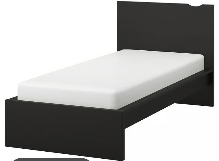 Ikea 1 persoons bed zwart, Ophalen, Gebruikt, 90 cm, Eenpersoons