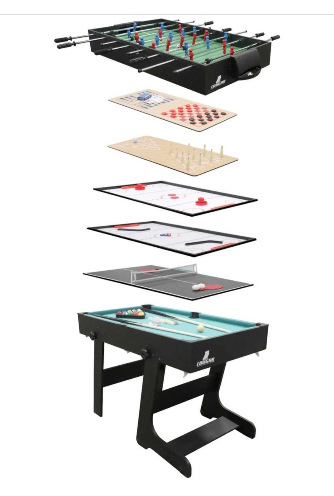 Cougar All-in-One Multi-Game Tafel - 12 Spellen in 1, Vijf spelers of meer, Ophalen, Gebruikt, Cougar
