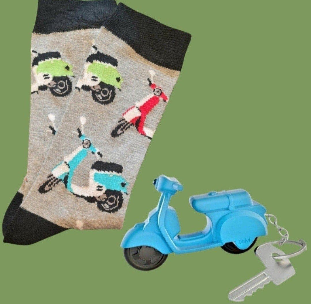VESPA SCOOTER SOKKEN+SLEUTELHANGER MET LICHT/GELUID, Ophalen of Verzenden, Nieuw