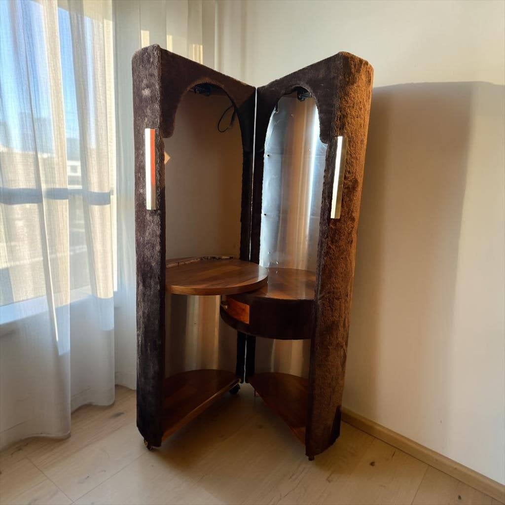 vintage bruin vanity meubel Massoni voor Poltrona Frau, Ophalen