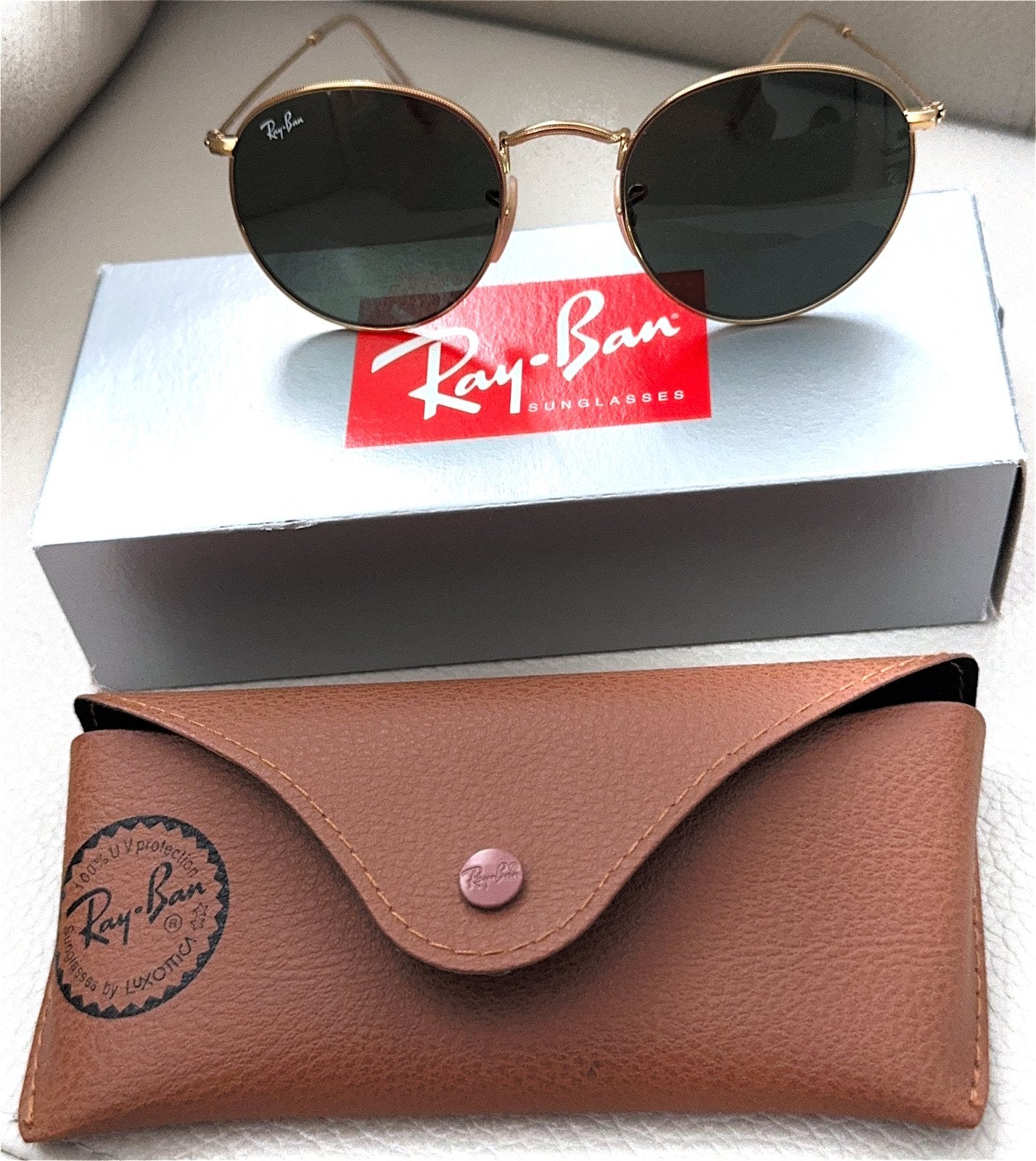 RAY-BAN, Dames Zonnebril met etui en doos,, type ORB3447, Verzenden, Zo goed als nieuw, Groen, Ray-Ban