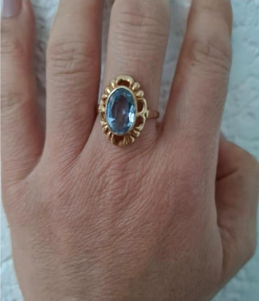 Gouden ring met spinel, Sieraden, Tassen en Uiterlijk, Ringen, Verzenden, Met edelsteen, Dame, Goud