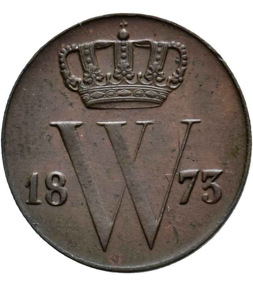 Halve cent 1873, AUC, Postzegels en Munten, Ophalen of Verzenden, Koning Willem III, Overige waardes, Losse munt