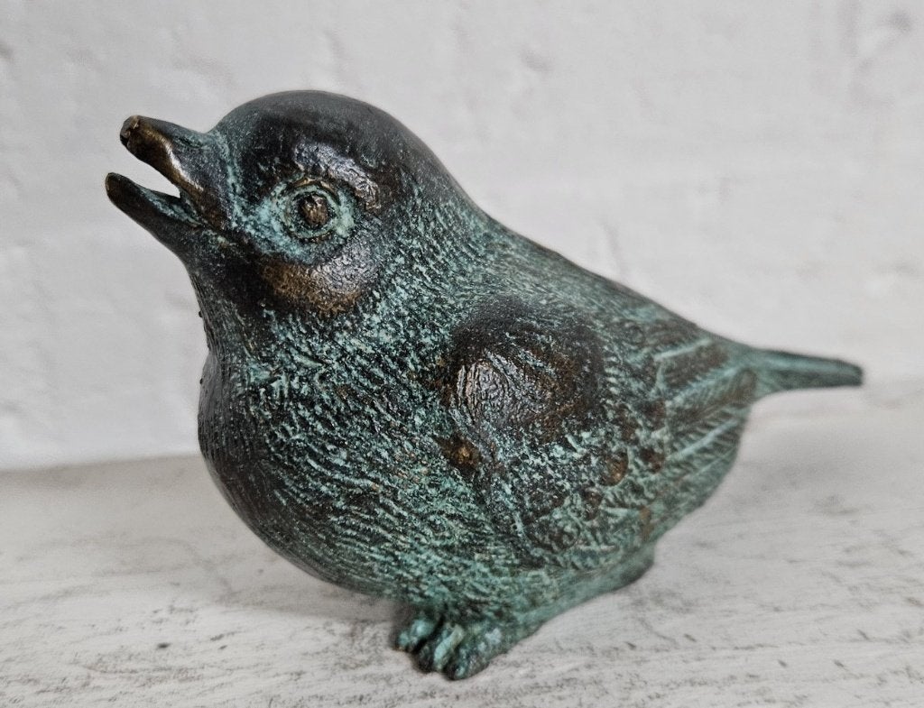 Bronzen Mus / brons / 8 cm hoog / vogel, Tuin en Terras, Dierenbeeld, Nieuw, Info@huisentuindecoratiemarie.nl, Huis en tuin decoratie marie