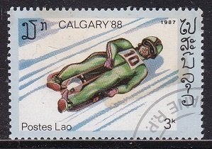 3610 - Laos michel 968 gestempeld , Olympische Winterspel, Postzegels en Munten, Verzenden, Gestempeld, Oost-Azië