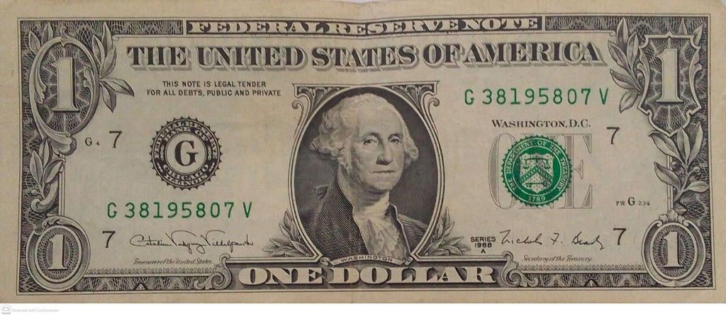 US Dollar 1$ uit 1988, Ophalen of Verzenden