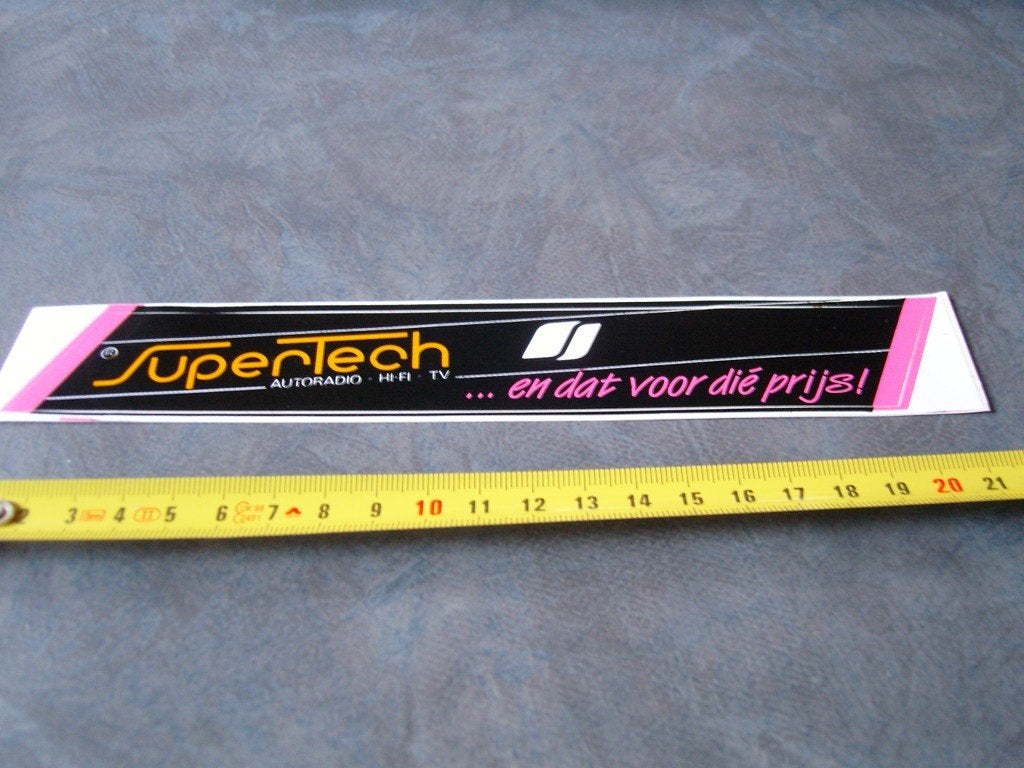 sticker SuperTech autotadio Hi-Fi TV en dat voor die prijs !, Ophalen of Verzenden, Zo goed als nieuw
