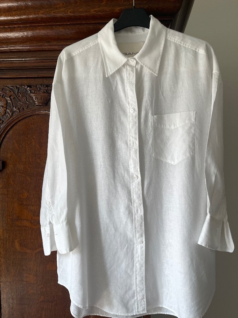 Nieuwe linnen blouse van Gant maat 36 maar valt groot, Wit, Nieuw, Ophalen of Verzenden, GANT