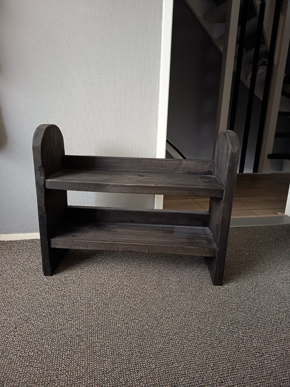 Stoere zwarte houten regaal/ keuken rek v PMR, Ophalen