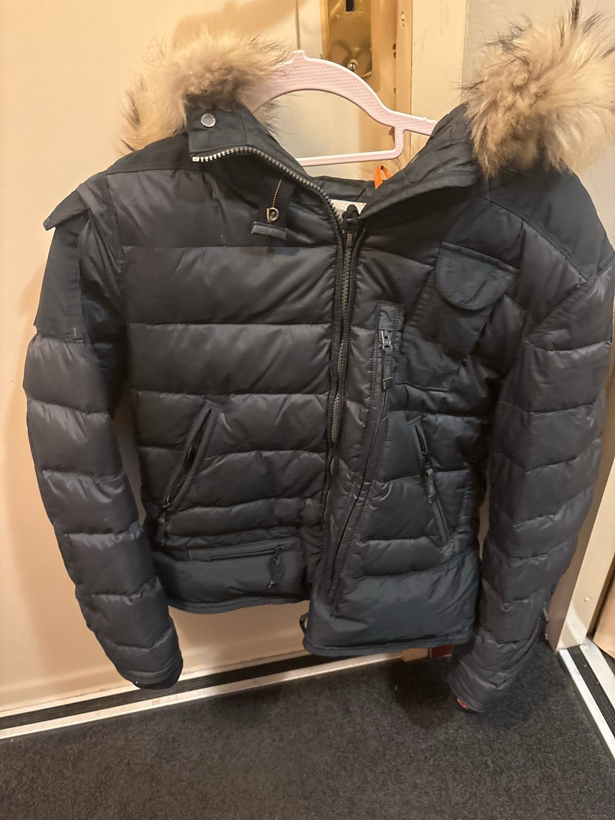 Parajumpers donsjas met bontkraag - Maat L, Kleding | Dames, Jassen | Winter, Ophalen of Verzenden, Zo goed als nieuw, Maat 38/40 (M)