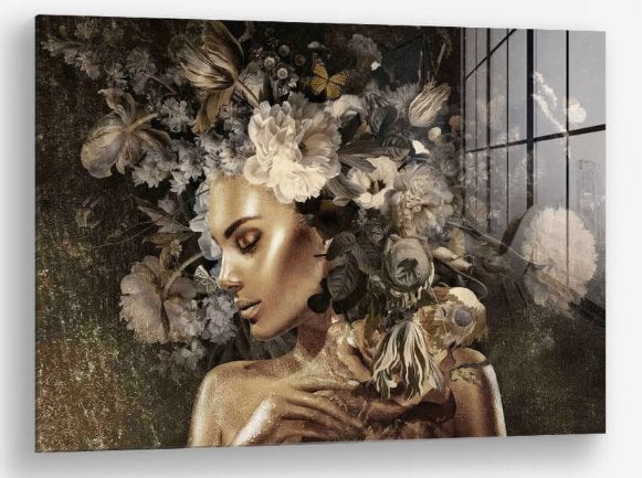 Glasschilderij Auric Reverie 80x120 met lijst - Gehard glas, Ophangklaar, Glas, Ophalen of Verzenden, Print