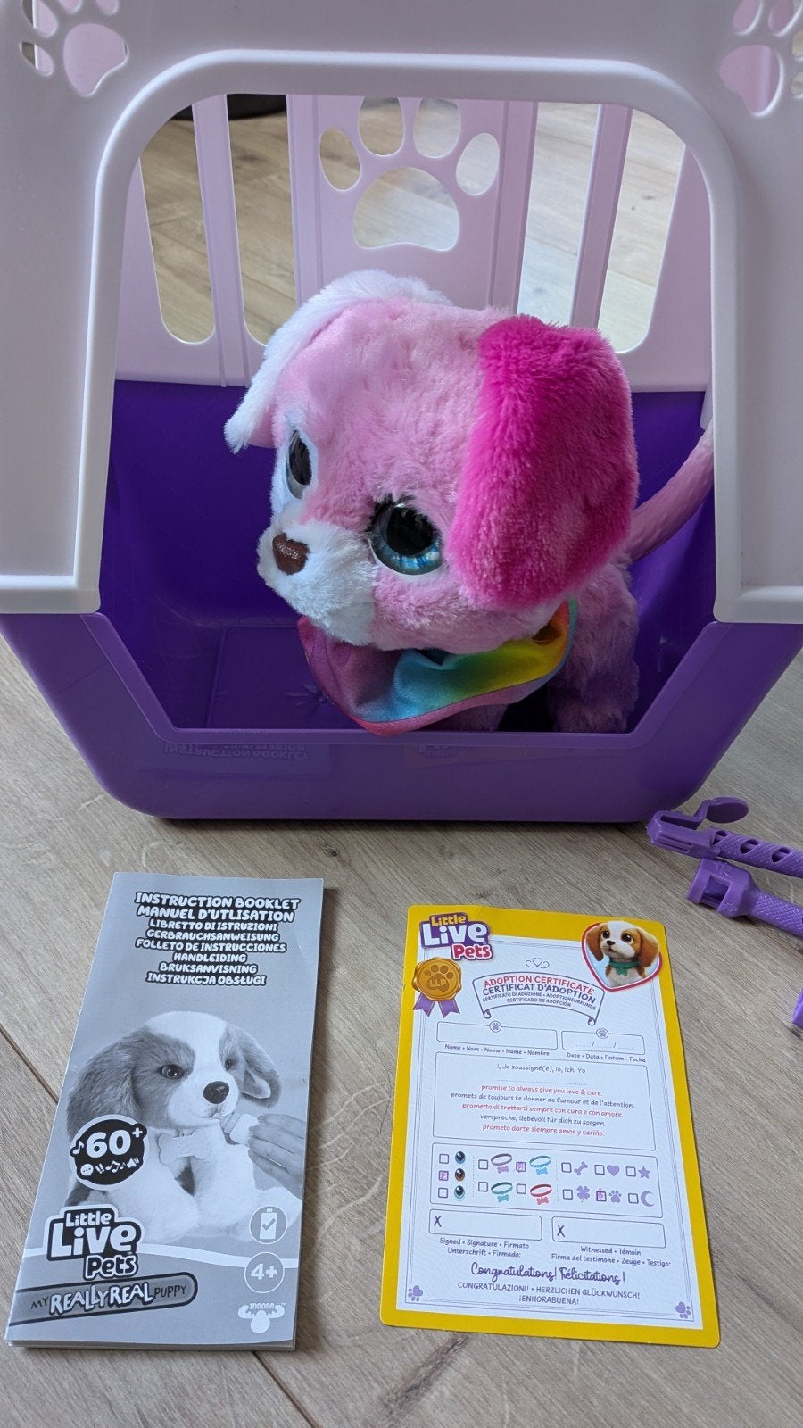 Little Live Pets My Real Rescue Puppy Roze met draagmand, Overige merken, Overige karakters, Zo goed als nieuw, Middelgroot (20 tot 80 cm)