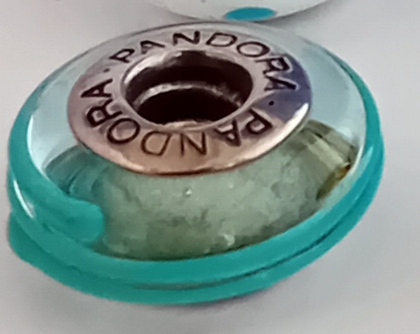 Pandora Murano glazen bedel Aqua Groen Lint, Sieraden, Tassen en Uiterlijk, Bedels, Pandora, Ophalen of Verzenden, Zo goed als nieuw