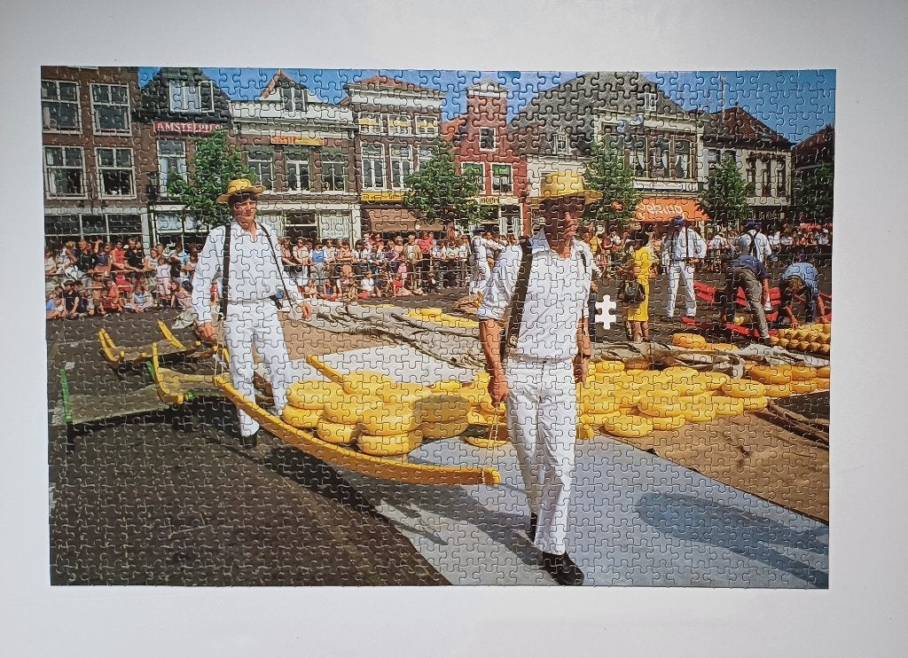 Nostalgische Puzzel Alkmaar Kaasmarkt 1000 stukjes, Ophalen of Verzenden, 500 t/m 1500 stukjes, Zo goed als nieuw, Legpuzzel