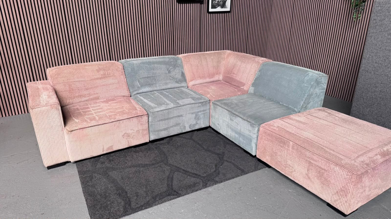GRATIS LEVERING Modulaire Ribstof Hoekbank 290x285 GEREINIGD, 250 tot 300 cm, Hoekbank, Ophalen of Verzenden, Zo goed als nieuw