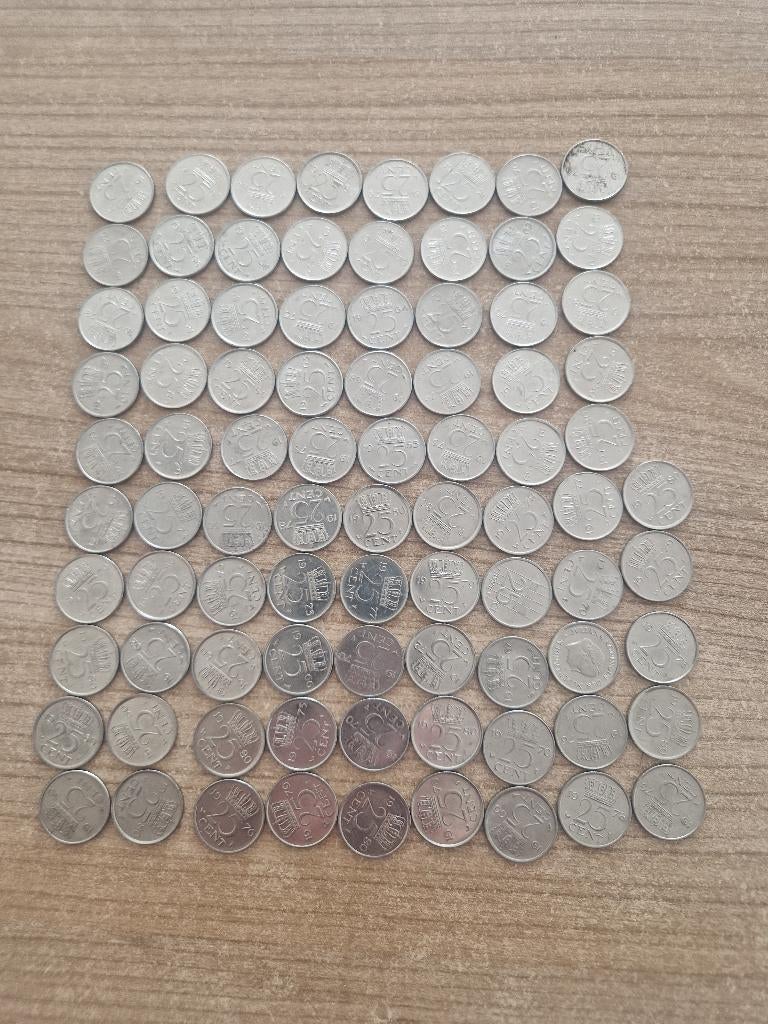kwartjes  85 stuks diverse jaartallen 0,25, Ophalen of Verzenden, Koningin Juliana, 25 cent, Losse munt