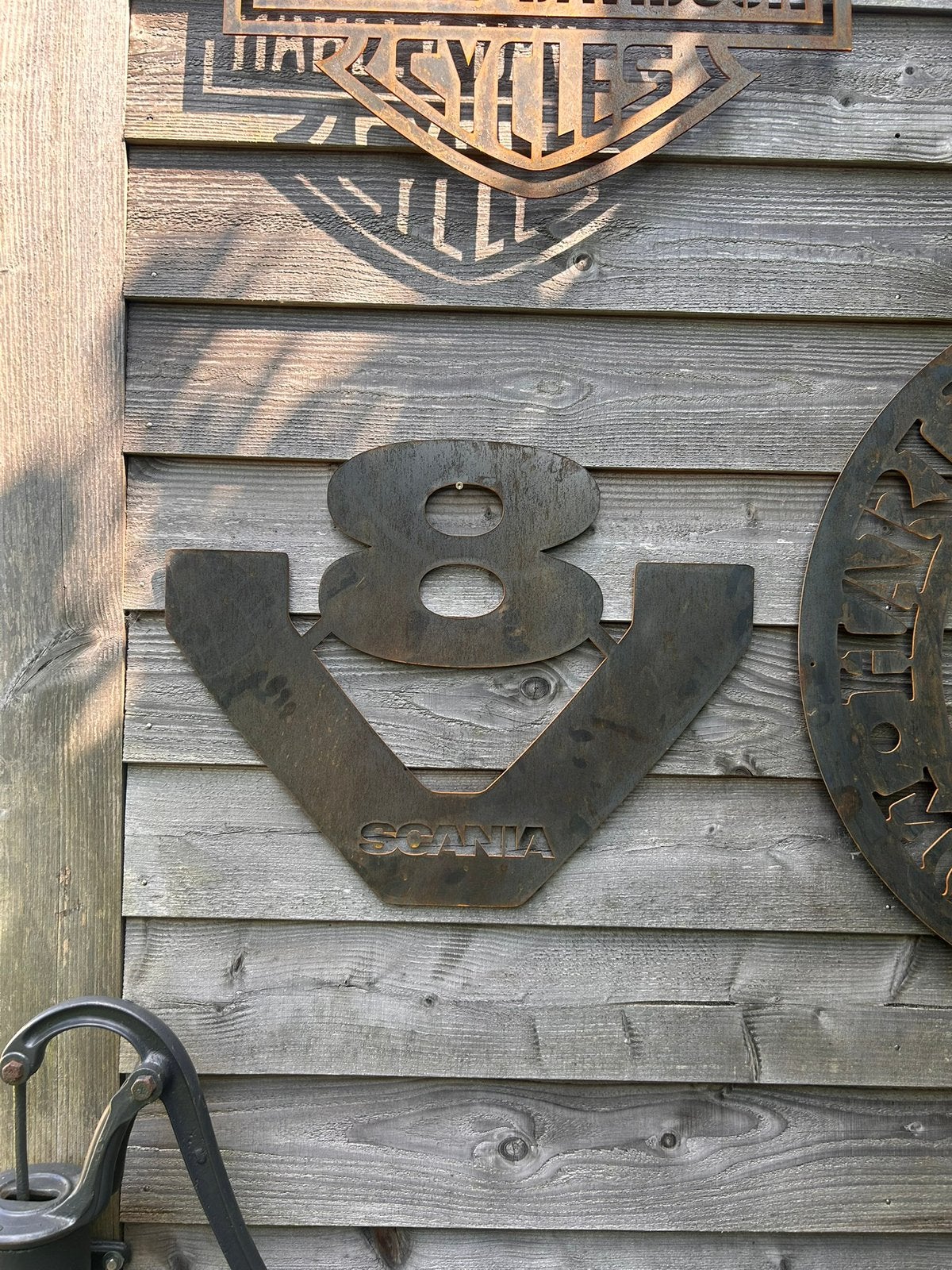 Scania V8 wanddecoratie / wand bord van cortenstaal, Tuin en Terras, Ophalen of Verzenden, Nieuw