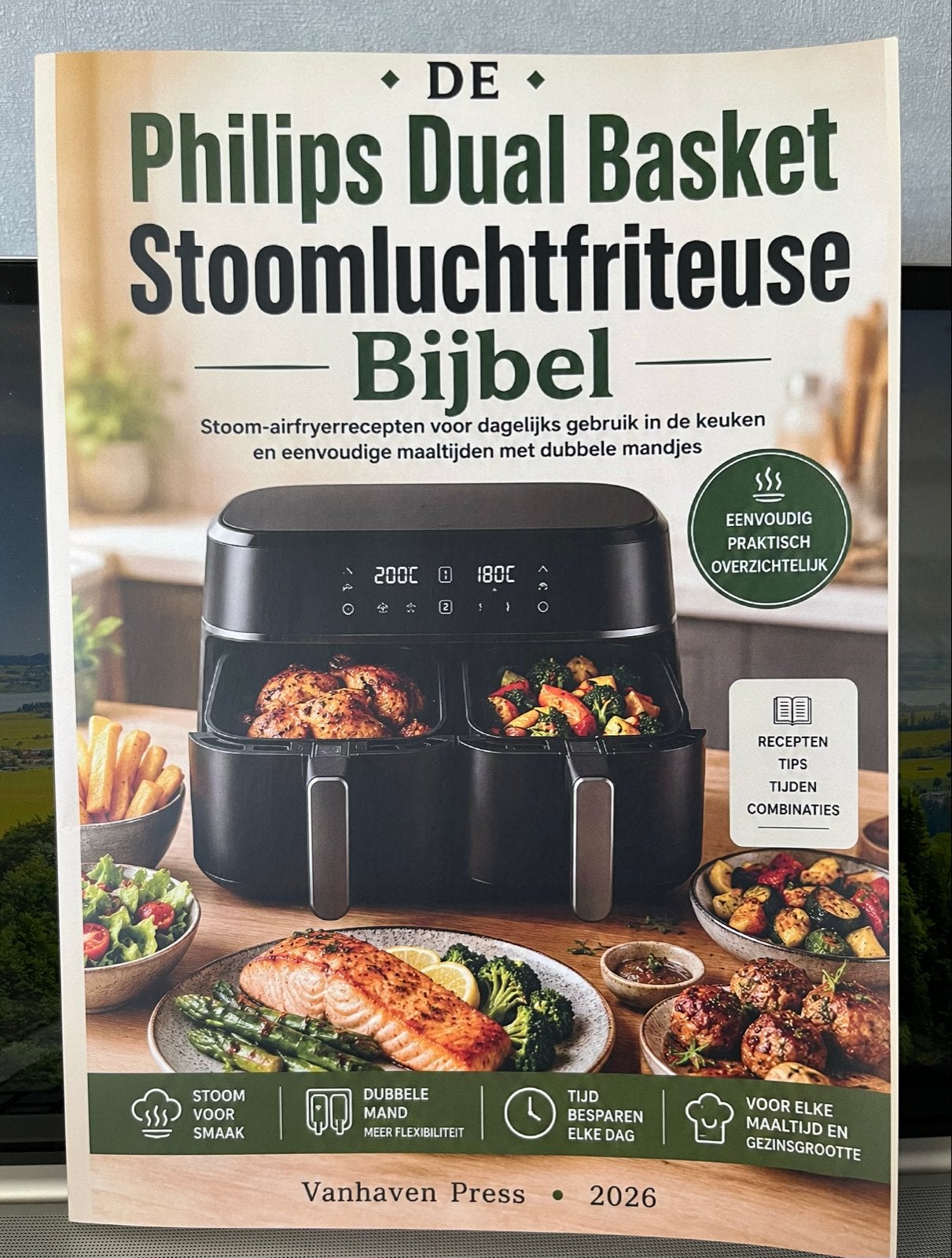 Philips Dual Basket Stoomlucht airfryer Bijbel - 2026, Zo goed als nieuw, Gezond koken, Overige gebieden, Tapas, Hapjes en Dim Sum
