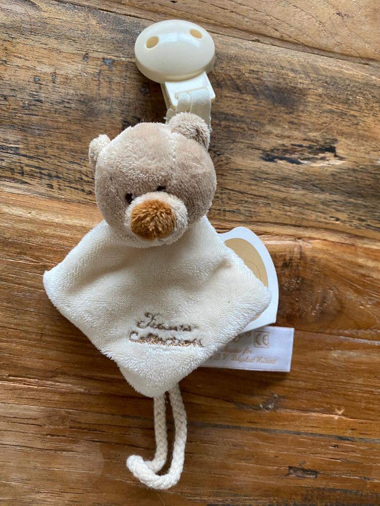 Nieuwe Tiamo speenklem met beertje Bruno the Bear, Ophalen of Verzenden, Nieuw, Kraamcadeau