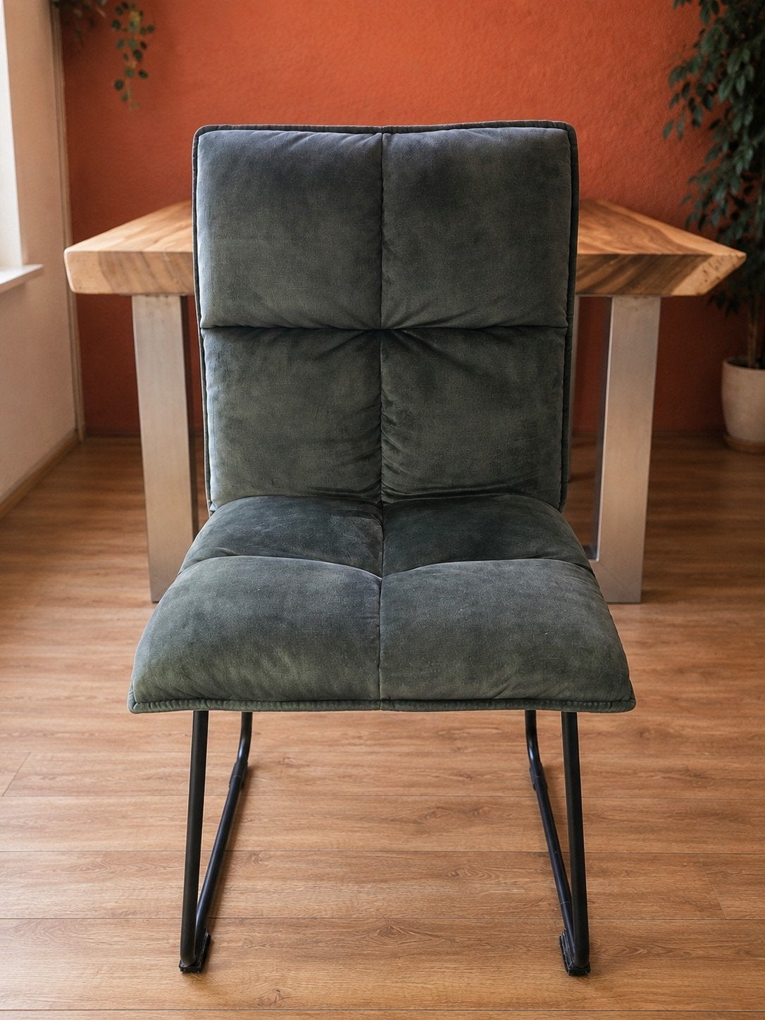 Set van 6 comfortabele eetkamerstoelen - groen, Gebruikt, Overige kleuren, Modern, Industrieel, Ophalen of Verzenden