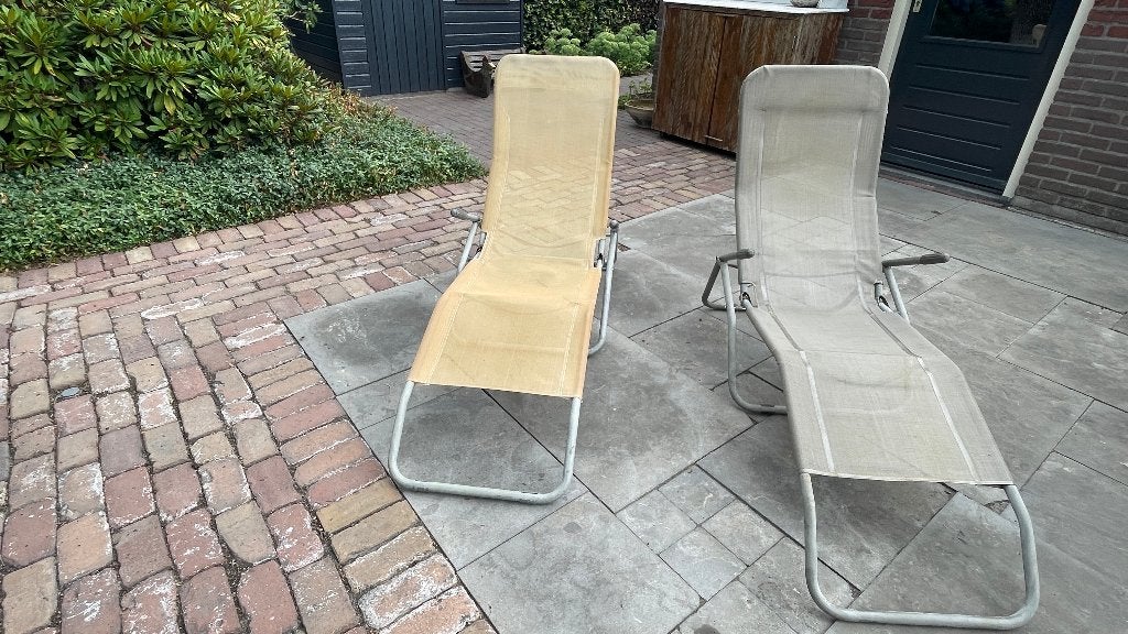 Ligstoelen (2 stuks), Ophalen, Gebruikt, Textileen