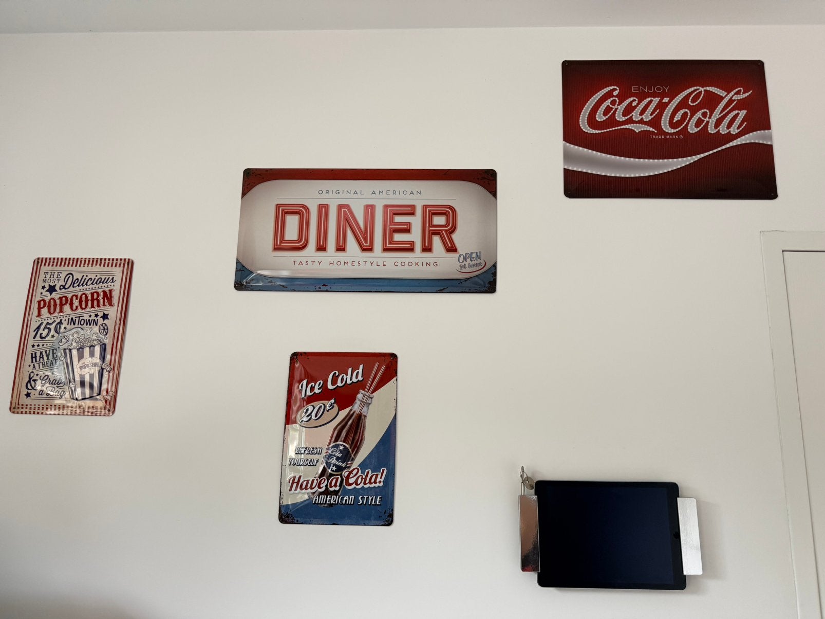 *Metalen Wandborden oa Coca-Cola, Diner, Popcorn*, Ophalen of Verzenden, Zo goed als nieuw, Reclamebord