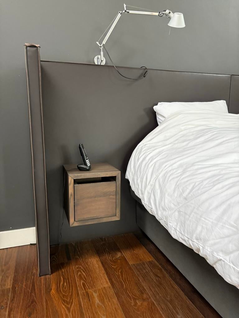 Lederen hoofdbord Piet Boon -luxe, Ophalen, Tweepersoons, Zo goed als nieuw, 180 cm