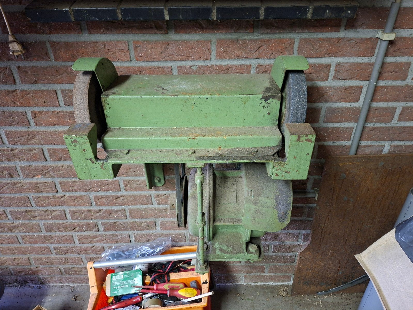 Robuuste  dubbele slijpmachine - Gebruikt, Doe-het-zelf en Verbouw, Ophalen