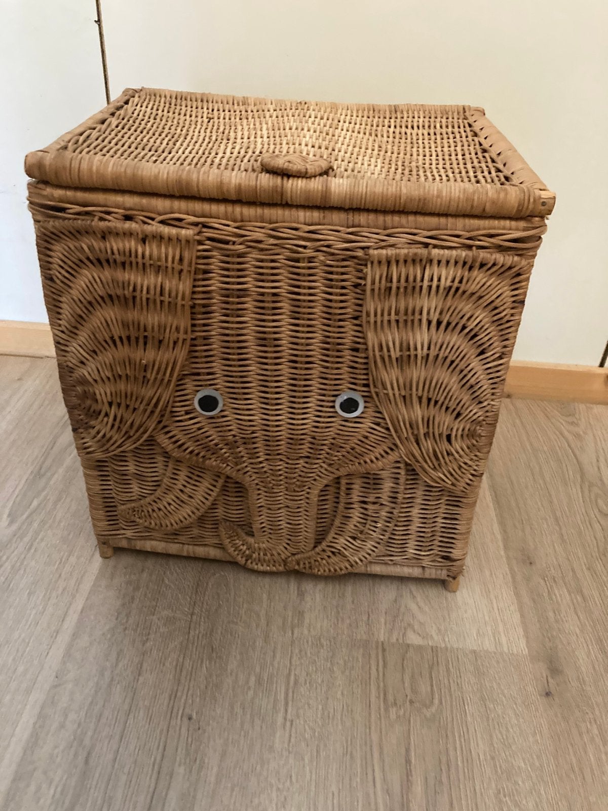 Olifanten mand riet, met houten binnenbak, Gebruikt, Overige typen, Met handvatten, Ophalen of Verzenden