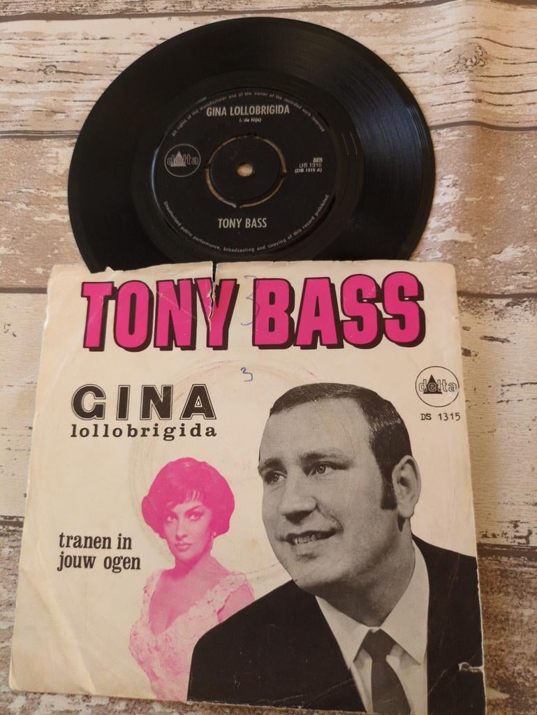 Tony Bass - Gina Lollobrigida / Tranen in jouw ogen (Single), Cd's en Dvd's, Vinyl Singles, Gebruikt, Single, Nederlandstalig