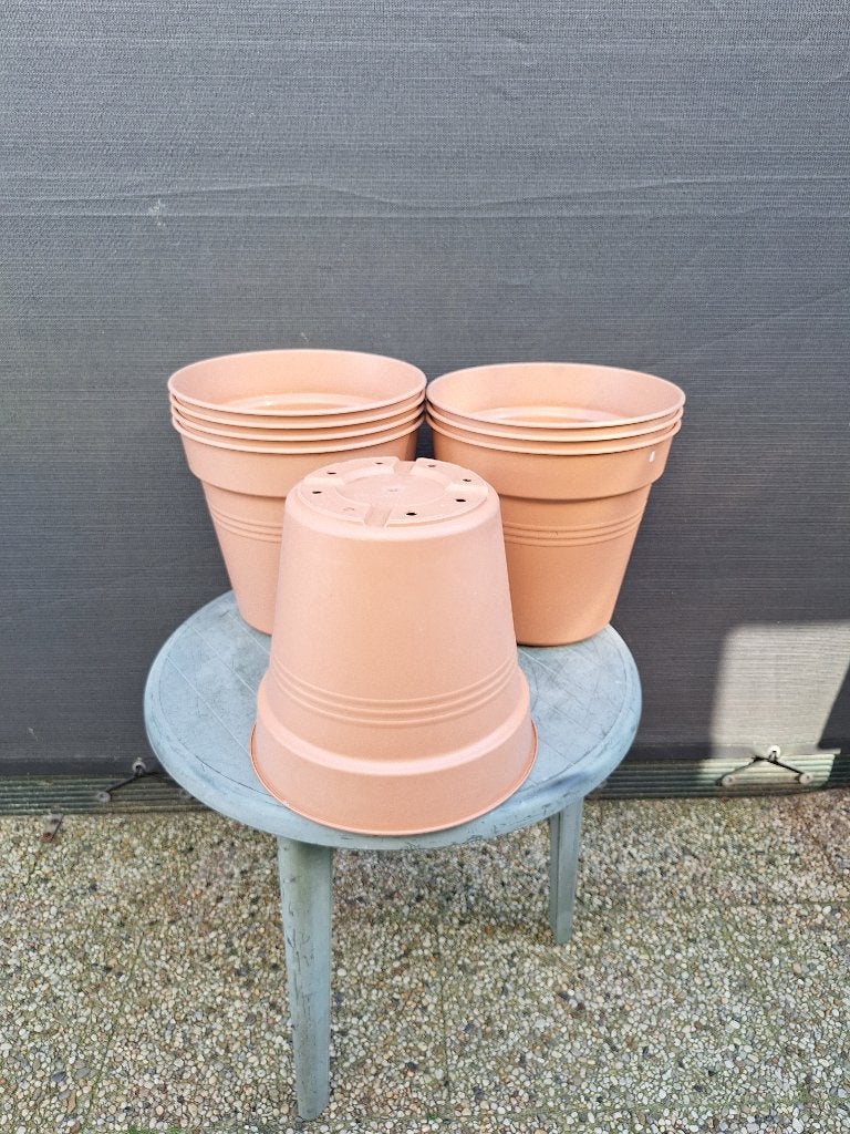 8x Elho green basic bloempot bloembak 29L, Kunststof, Gebruikt, Minder dan 60 cm, Rond