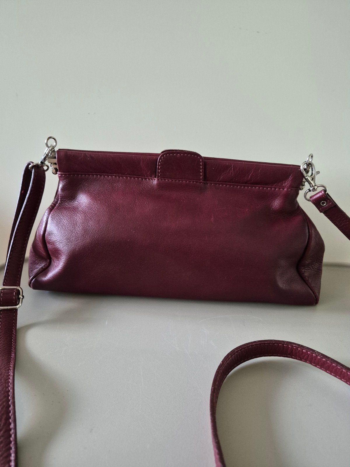 Ascopa Italy leather leren burdungy schoudertas, Sieraden, Tassen en Uiterlijk, Tassen | Damestassen, Zo goed als nieuw, Schoudertasje