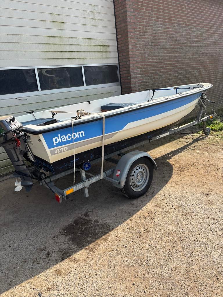 Placom 410 boot met Yamaha 6 pk motor + trailer, Watersport en Boten, Motorboten en Motorjachten, Ophalen, Gebruikt