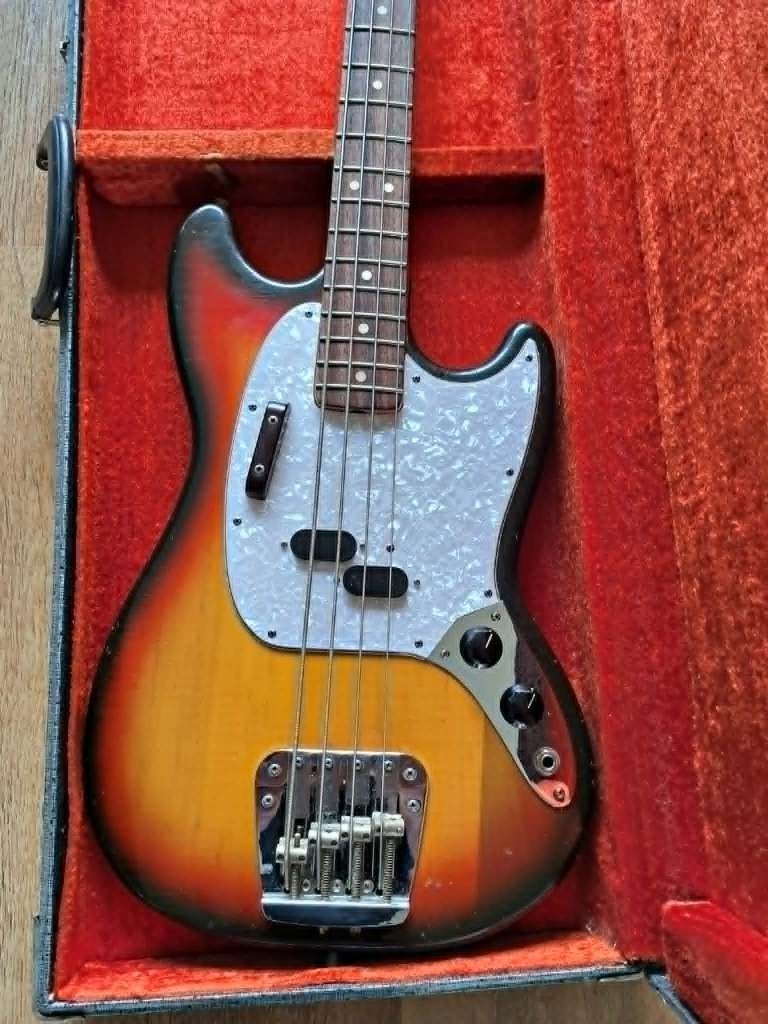 Fender Mustang Bass 1972 Sunburst, Ophalen, Gebruikt, Elektrisch