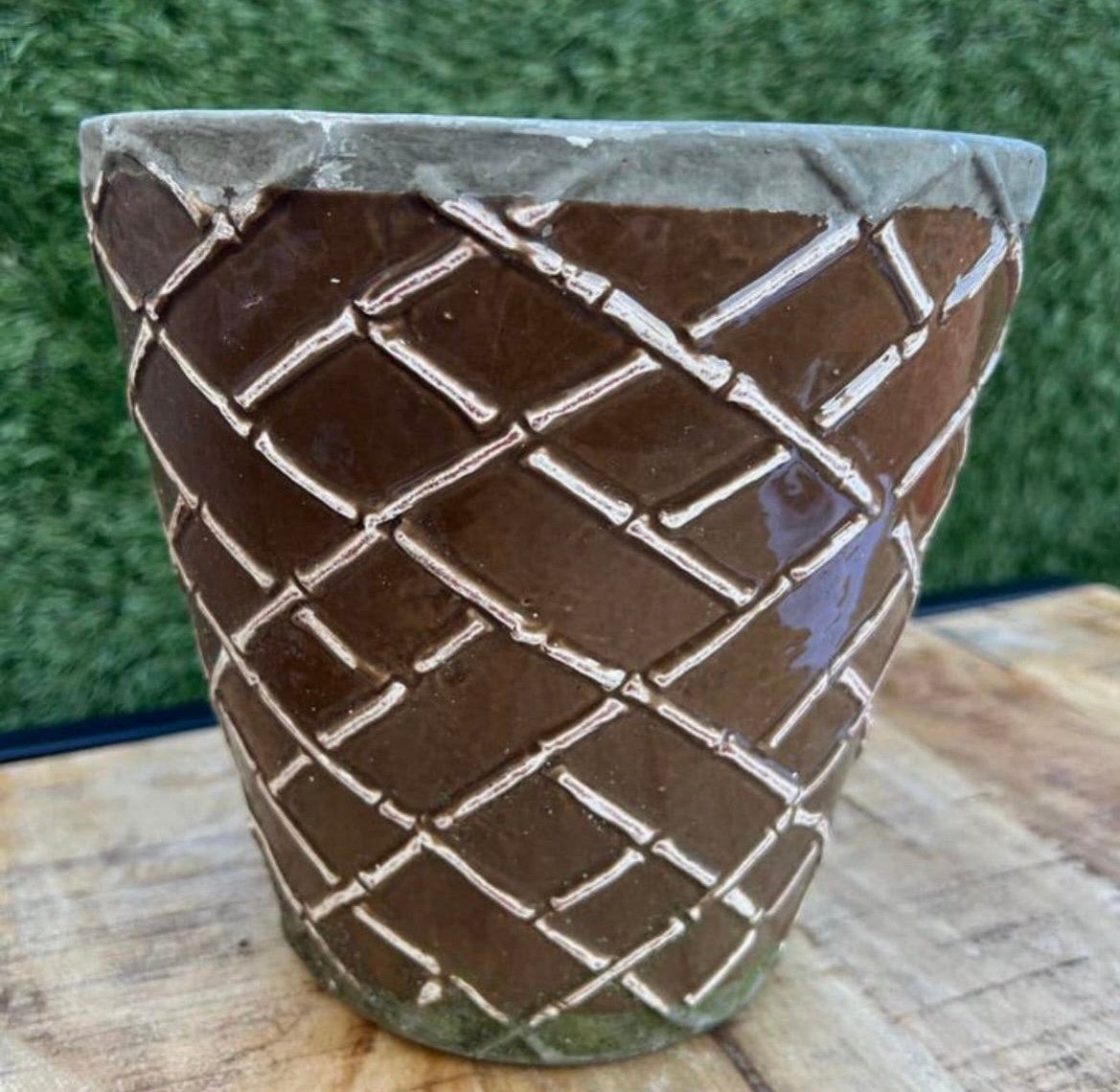 Vintage plantenpot, Ophalen, Gebruikt, Rond, Aardewerk