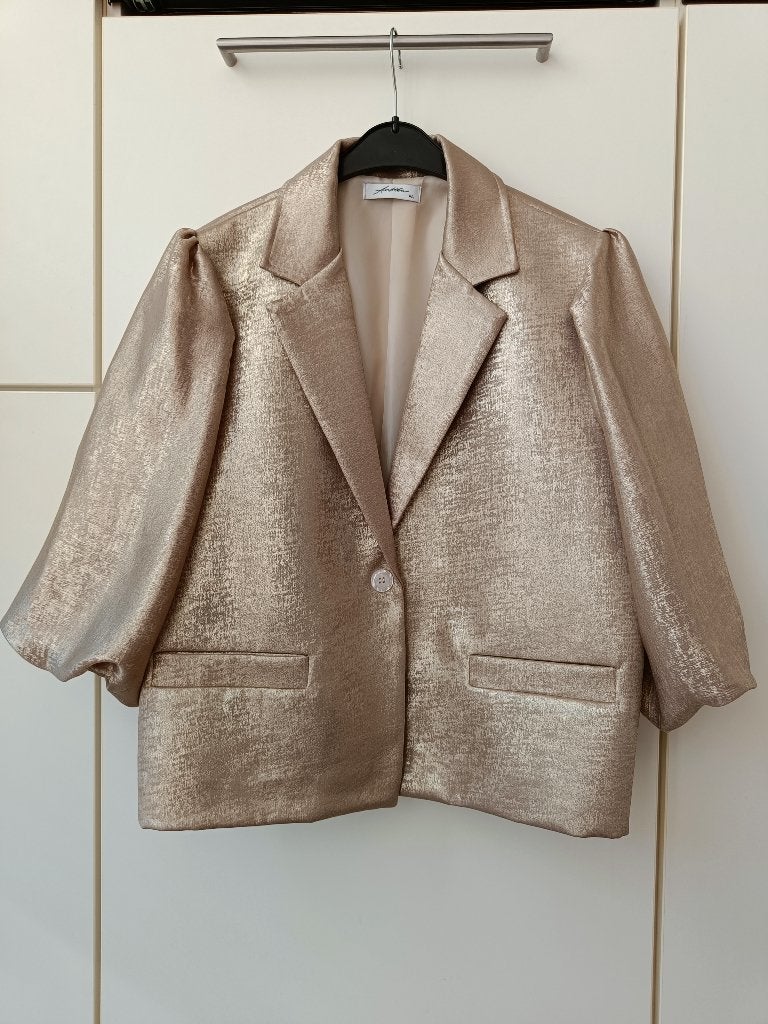 Oversized Ambika dames blazer jasje pofmouwen M / L goud, Kleding | Dames, Maat 42/44 (L), Ophalen of Verzenden, Zo goed als nieuw