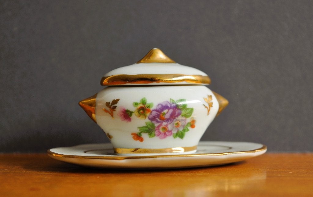 Miniatuur Limoges France Terrine 3-delig 7,5 cm, Ophalen of Verzenden