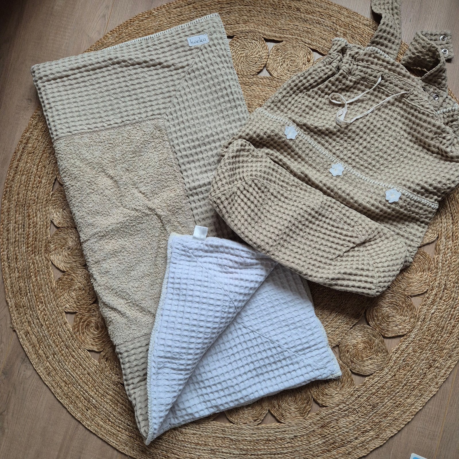 Koeka wafelstof baby set: deken, slaapzak, hydrofiel, Kinderen en Baby's, Dekens, Slaapzakjes en Inbakerproducten, Ophalen of Verzenden
