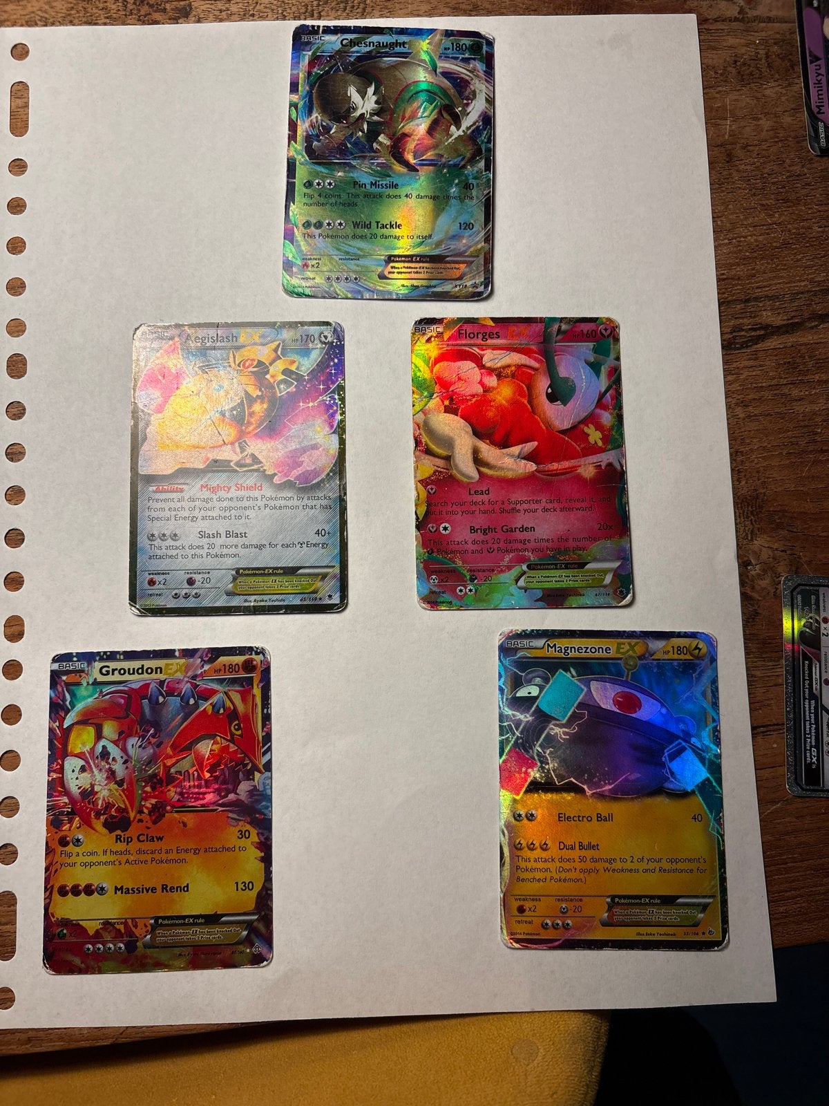 Pokémon EX Kaarten Collectie - Chesnaught, Aegislash, Florge, Ophalen, Gebruikt, Meerdere kaarten, Foil
