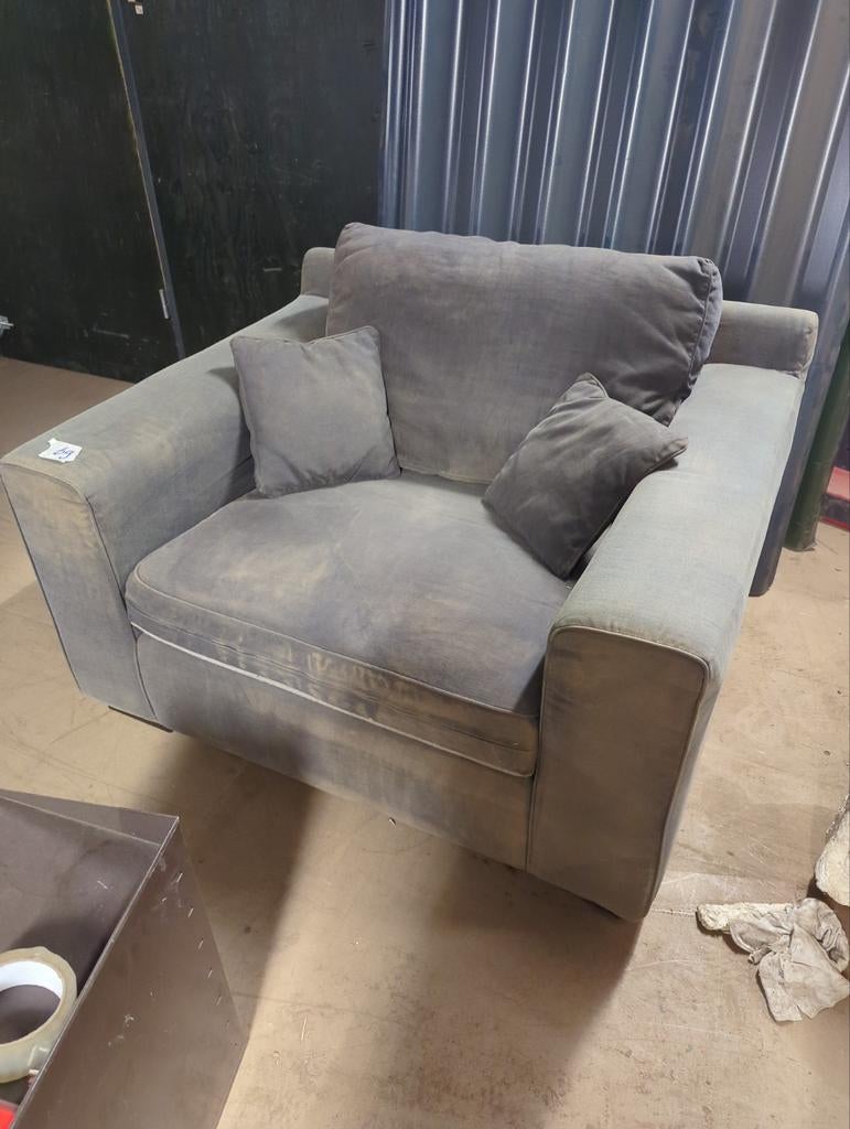 Montel fauteuil, grijs, inclusief kussens, Gebruikt, 75 tot 100 cm, Ophalen of Verzenden, 75 tot 100 cm