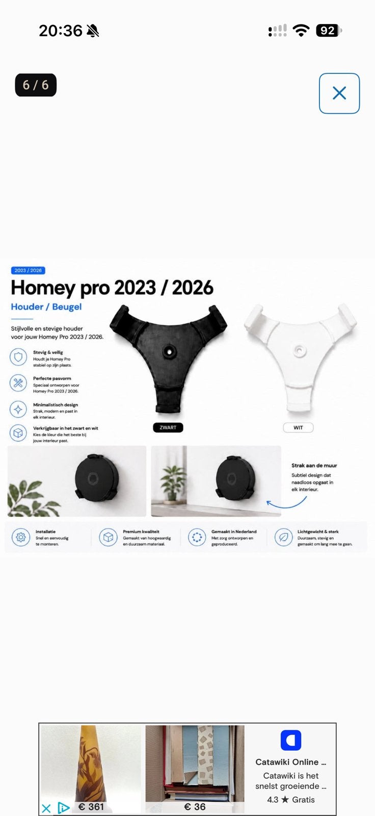 Homey pro 2023 / 2026 muurbeugel / Ophangbeugel, Ophalen of Verzenden, Zo goed als nieuw