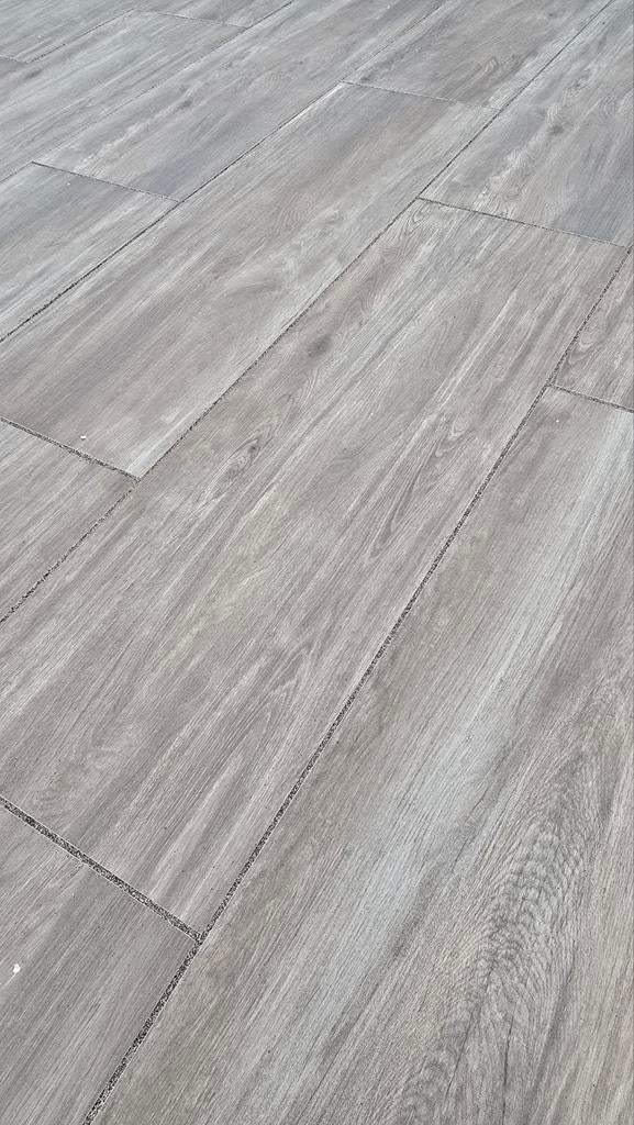 Keramische tegels houtlook grijs 40x120 cm, Tuin en Terras, Ophalen, Keramiek, Nieuw, 10 m² of meer