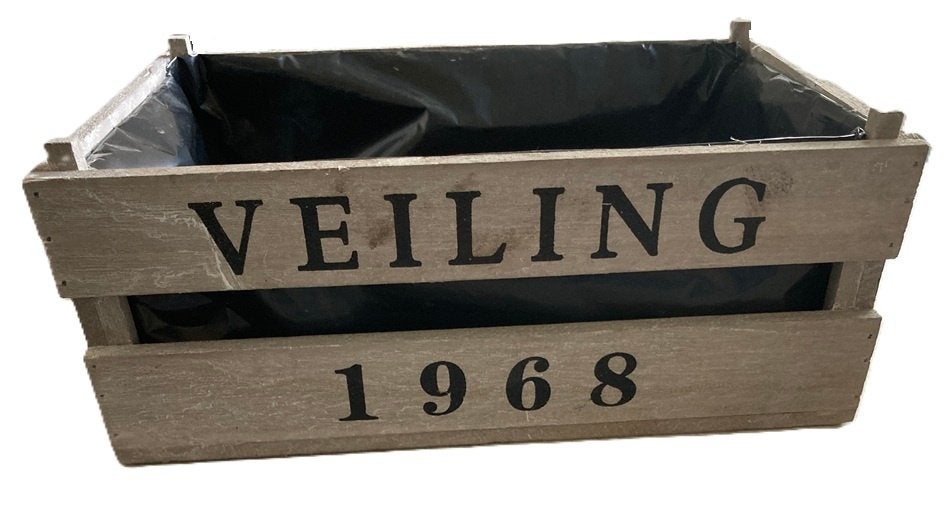 HOUTEN MINI VEILING KRATJE MET 1968 NIEUW, -, Nieuw, Ophalen of Verzenden, -