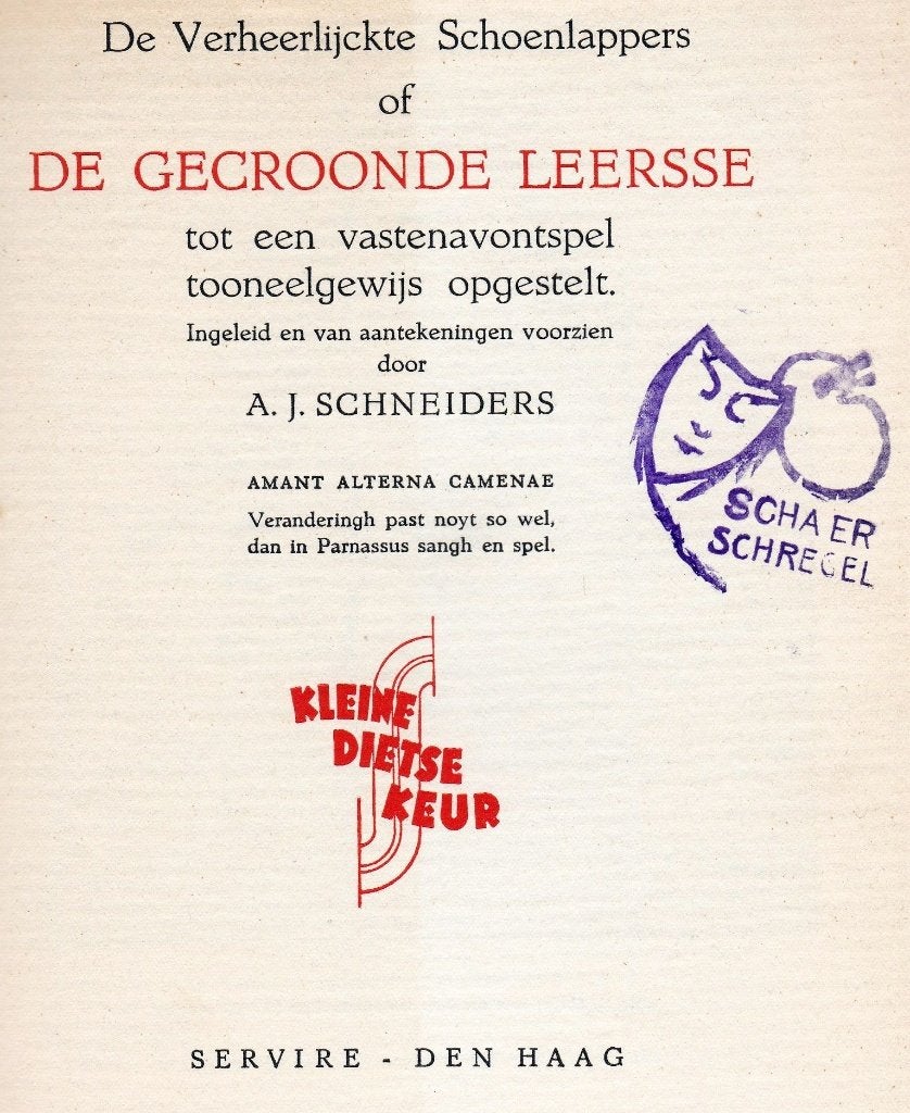 Swaen, Michiel de - De Verheerlijckte Schoenlappers (1941), Ophalen of Verzenden